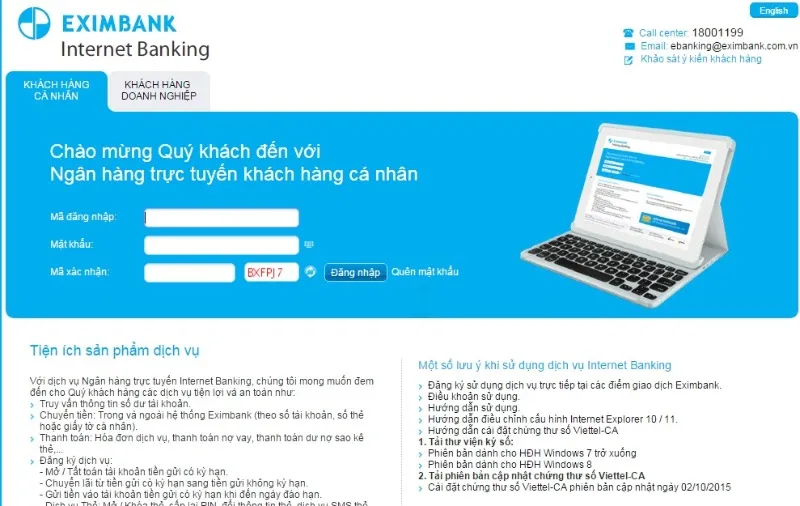 Hướng dẫn cách đăng ký Internet Banking Eximbank 2024