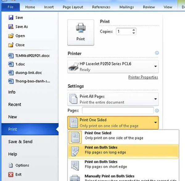 Hướng dẫn cách in 2 mặt trong Word, PDF, Excel đơn giản